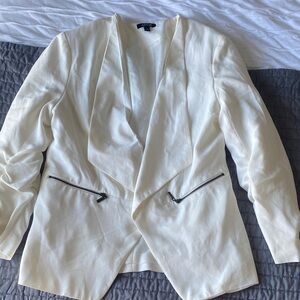 Apt. 9 Cream Blazer with Zipper Accents